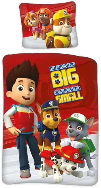 #3 - Paw Patrol sengetøj junior - 100x140 cm - Sengesæt Paw Patrol - Big and small -  2 i 1 design - 100% bomuld